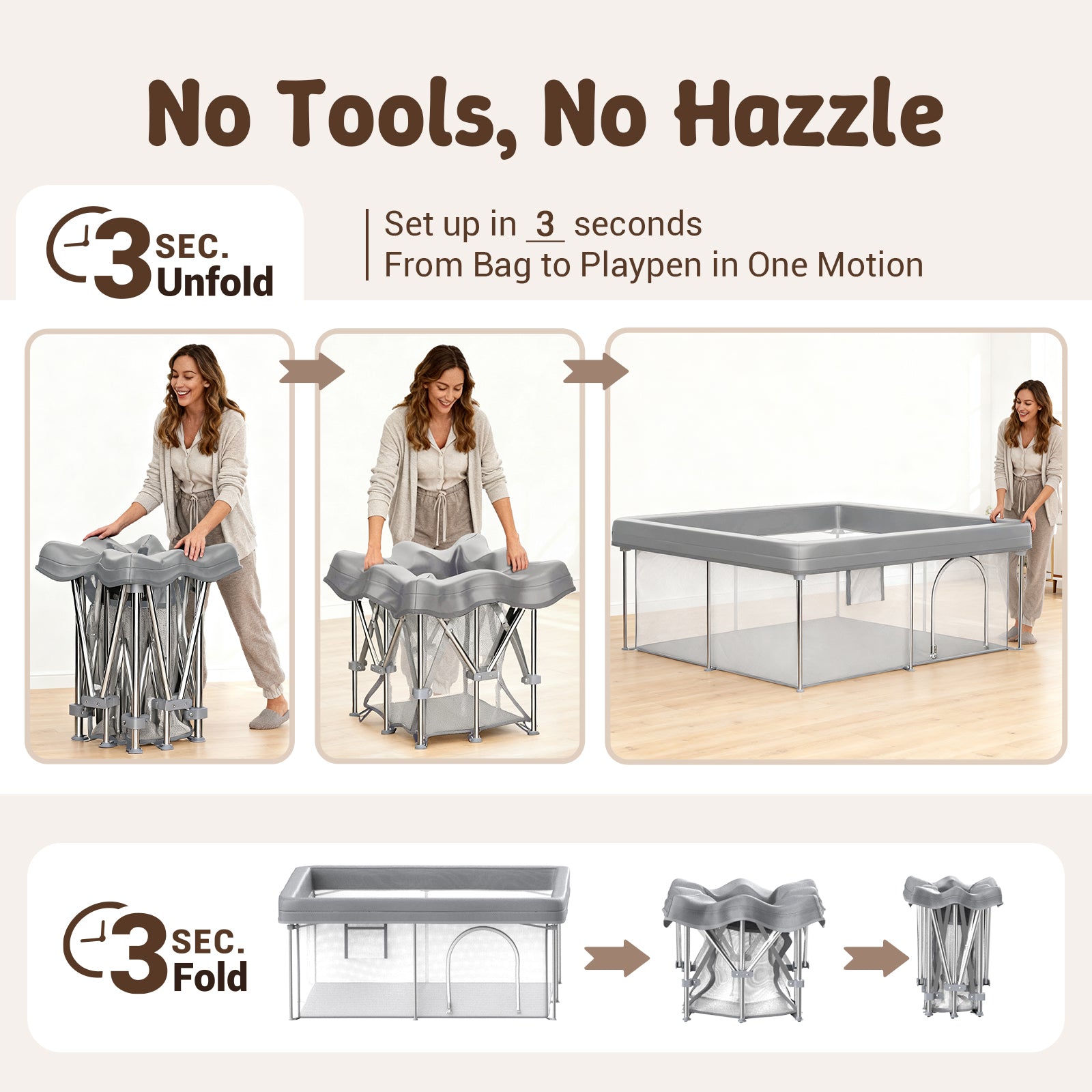 Desque Foldable Baby Playpen, 50 x 50 inches