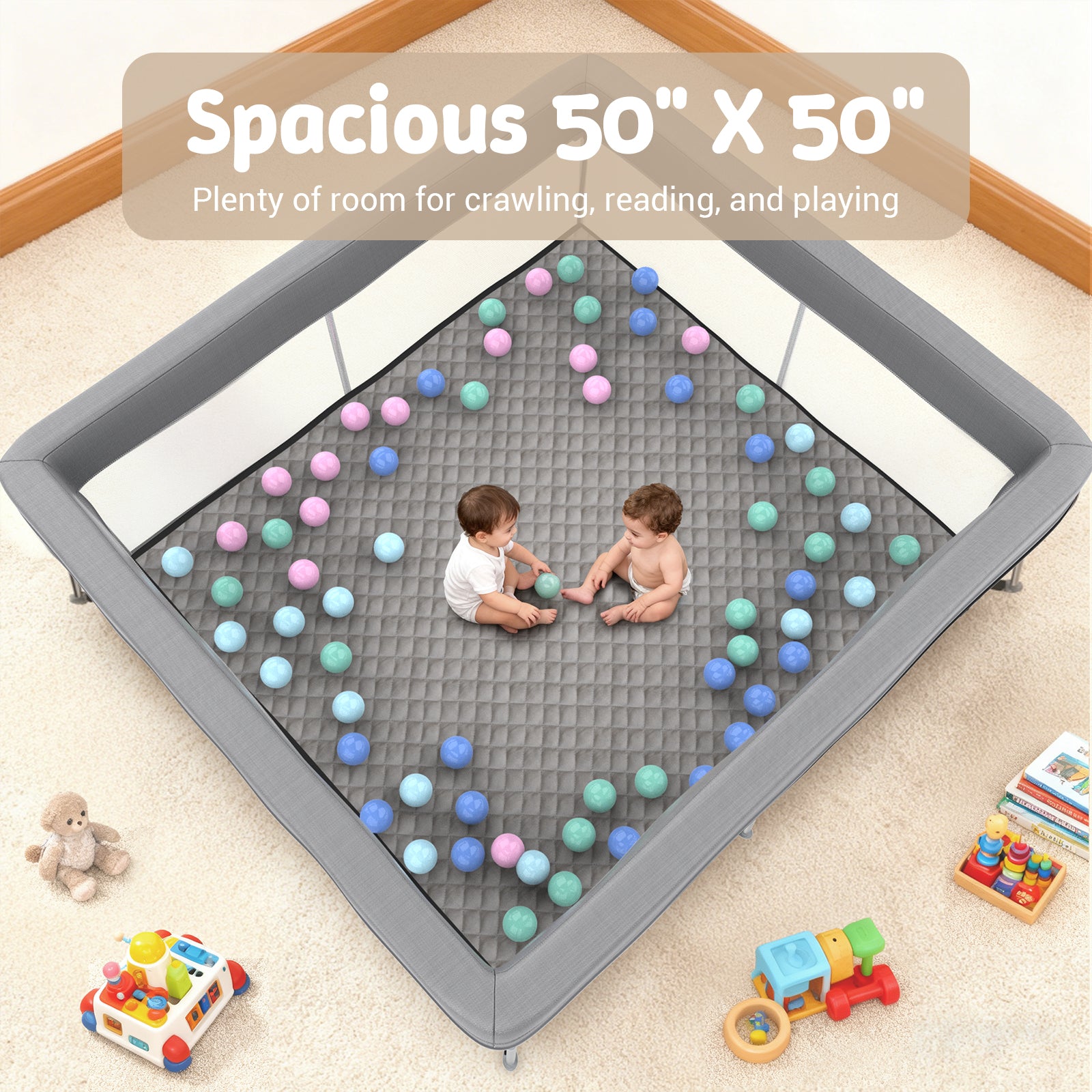 Desque Foldable Baby Playpen, 50 x 50 inches