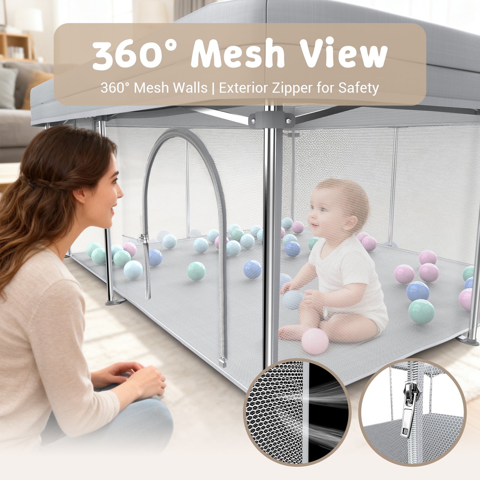 Desque Foldable Baby Playpen, 50 x 50 inches