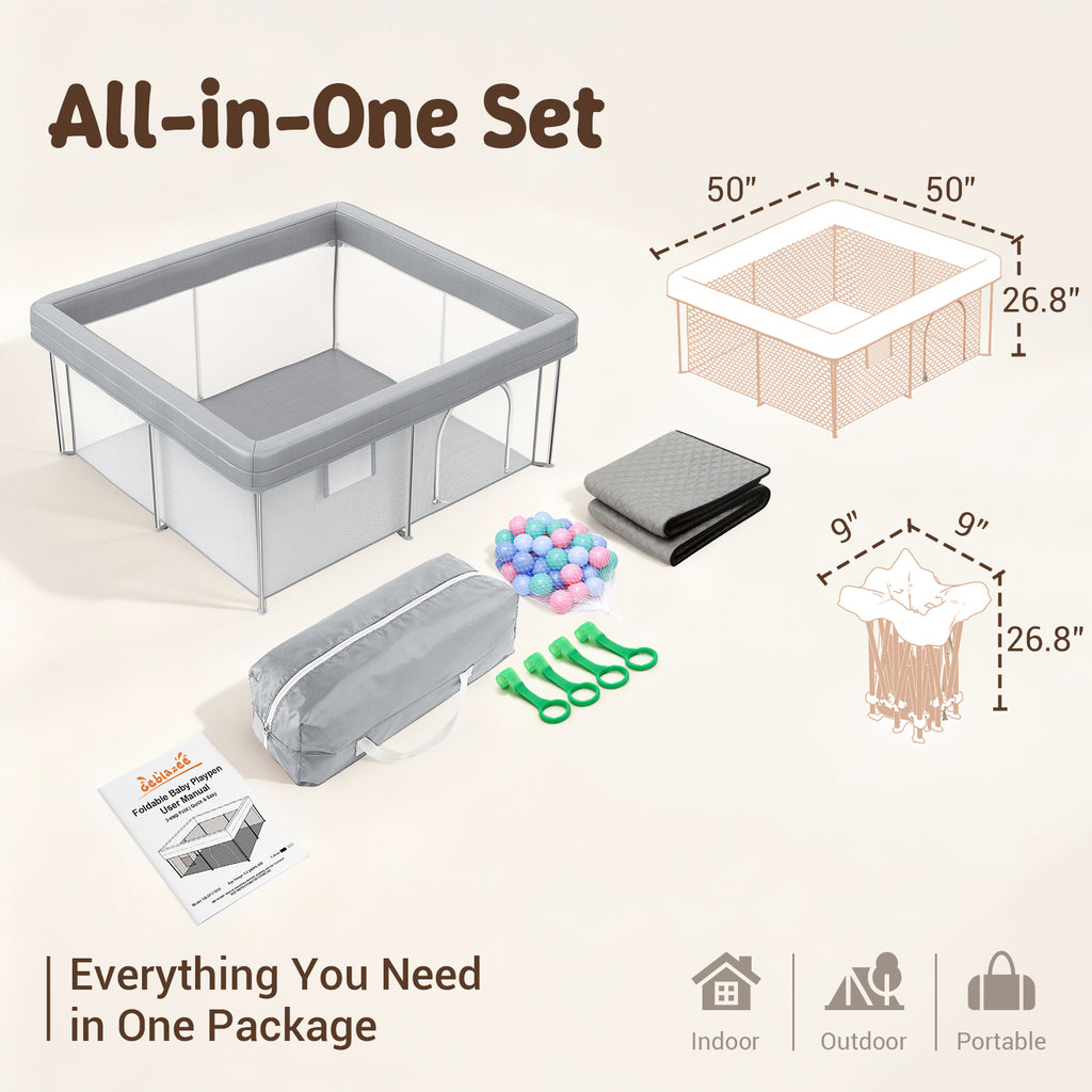 Desque Foldable Baby Playpen, 50 x 50 inches