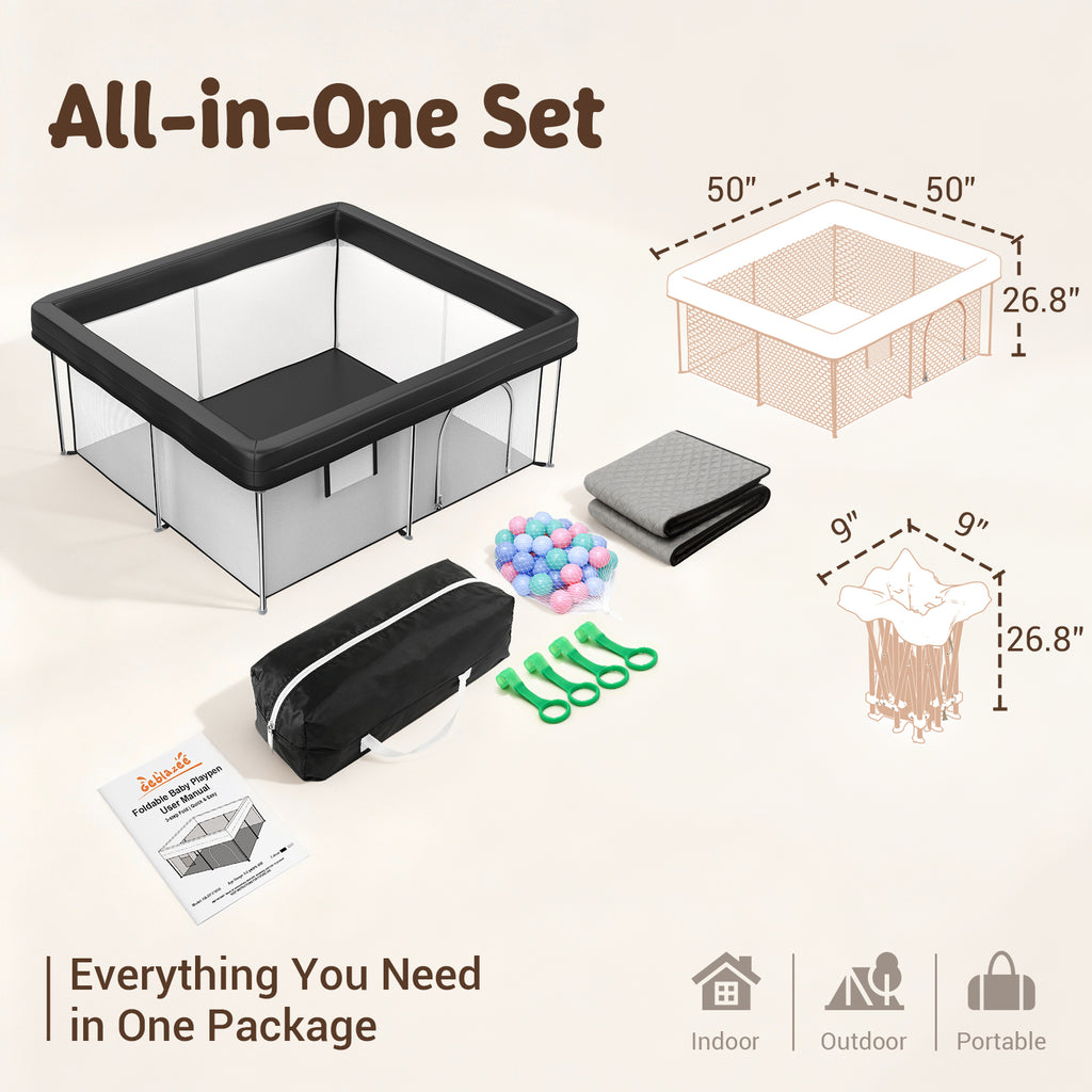 Desque Foldable Baby Playpen, 50 x 50 inches
