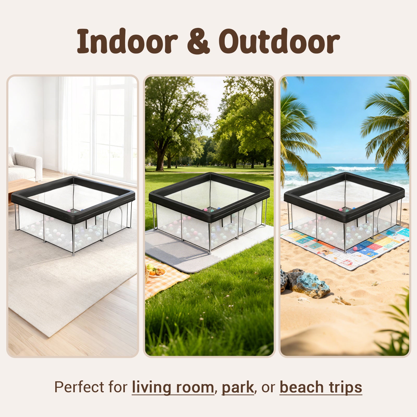 Desque Foldable Baby Playpen, 50 x 50 inches