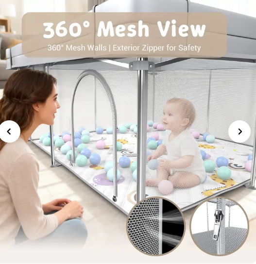 Desque Foldable Baby Playpen 47x47 Inch with Mat