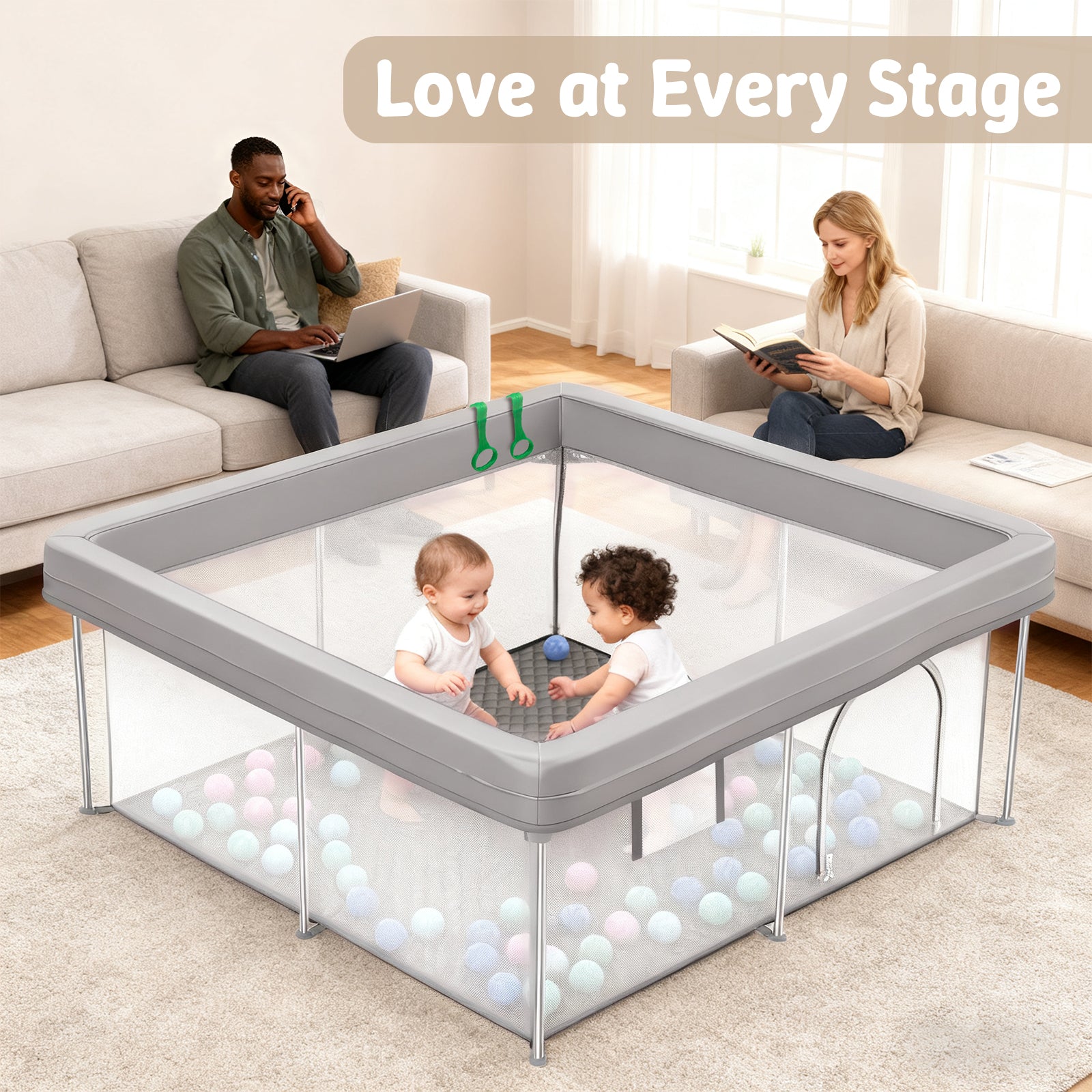 Desque Foldable Baby Playpen, 50 x 50 inches